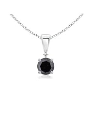 0.708 ct Round Enhanced Black Diamond and White Diamond Accent Solitaire Pendant Necklace