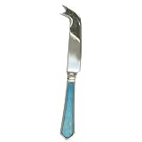 Decorative Cheese Knife With Inlaid Aqua Blue Resin Handle Set 2 by 