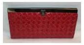 Women's Elegant Quad-Fold Long Clutch Wallet (Red Clutch 182-91)