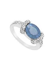 Sapphire and Diamond Ring : 14K White Gold - 3.50 CT TGW