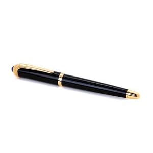 Roadster de Cartier Rollerball Gold Tone Finish Trim Black Composite Pen: Black Composite Yellow Golden Finish Details