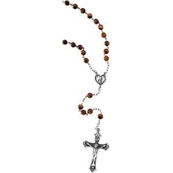 Sterling Silver Brown & Gold Stone Rosary