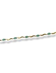 10K Gold 0.01cttw Forever Heartfelt Round Diamond and Emerald Gemstone Bracelet
