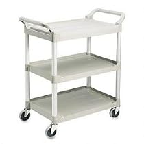 3-Shelf Economy Plastic Cart, 200-lb Capacity, 18-3/8"x33-5/8"x37-3/4", Platinum RUB342488PM
