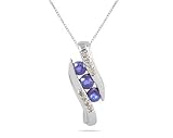 Channel Set Tanzanite and Diamond Pendant in 10kt White Gold