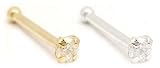 20 gauge - 14K Gold Nose Bone with 1.5mm Round CZ - High Quality