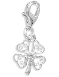 CleverSilvers Filigree Four Leaf Clover Charm With Lobster Clasp