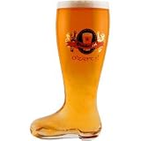 Glass Beer Boot Stein with Oktoberfest Logo - 2 Liter