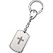 Stainless Steel Dog Tag Key Ring with Black Laser Engraved Cross