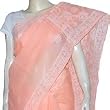 ShalinCraft Indian Sari Cotton Chikan Embroidery Peach (ochsari078)