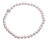 L. Erickson Pearl Necklace with Swarovski Encrusted Magnetic Clasp - Light Lilac