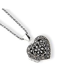Sterling Silver Marcasite Heart Locket w/Chain QG1942-18"