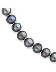 14k 7-7.5mm Black Freshwater Onion Cultured Pearl Necklace - BPN070-20"