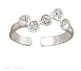 Sterling Silver Aurora Borealis Crystals Toe Ring