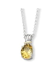 Genuine IceCarats Designer Jewelry Gift Sterling Silver & 14K Citrine And Diamond Necklace In 18.00 Inch