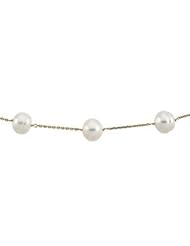 09.00-11.00 Mm White Freshwater Circle Pearl Station Bracelet 14K Yellow 8 Inch 65769