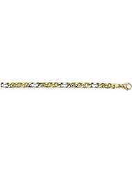 8mm Fancy Two Tone Gold Link Bracelet 8"
