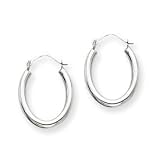 14k White Gold Polished Hoop Earrings
