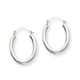 14k White Gold Polished Hoop Earrings