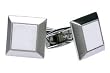 Stainless Steel Cufflinks with White Ceramic Inlay