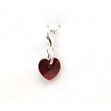 Swarovski Elements Siam Red Heart Charm, Silver Trigger