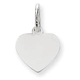 14k White Gold Plain .018 Gauge Engraveable Heart Charm - JewelryWeb