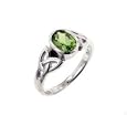 Sterling Silver Celtic Knot and Green Genuine Peridot Ring (Size 4,5,6,7,8,9,10,11,12,13,14,15)