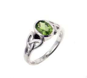 Sterling Silver Celtic Knot and Green Genuine Peridot Ring (Size 4,5,6,7,8,9,10,11,12,13,14,15)