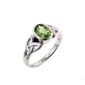 Sterling Silver Celtic Knot and Green Genuine Peridot Ring Size 6(Size 4,5,6,7,8,9,10,11,12,13,14,15)