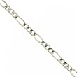 14K Solid White Gold Bracelet Figaro Link Lobster Clasp