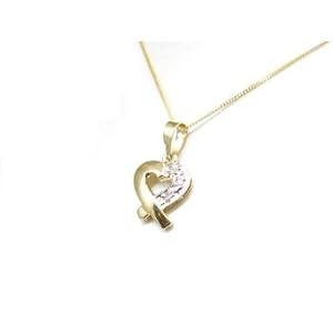 Mini Pendentif en Or Jaune 375/1000 et Diamant en Forme de Coeur sur une Fine Chaîne en Or de 45cm par Jakob Strauss