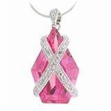 Sterling Silver Simulated Diamond CZ X and Pink Cubic Zirconia Pendant
