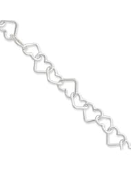 Sterling Silver 7.5inch Polished Fancy Heart Link Bracelet QH279-7.5"
