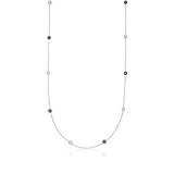 1.00ct t.w. Blue, White Diamond Bezel Necklace In 14kt White Gold