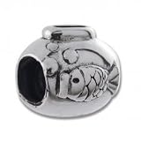Genuine Biagi 925 Sterling Silver Adorable Fish Bowl European Bead Memory Charm - Fits Pandora, Biagi and More Bracelets