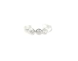 Toe Ring - Sterling Silver Triple Diamond-like Sparkling Stones Adjustable Toe Ring