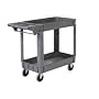 Small Deluxe 2 Shelf Plastic Utility & Service Cart 5" Rubber Casters