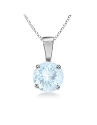 0.4 carats Round Aquamarine Solitaire Pendant
