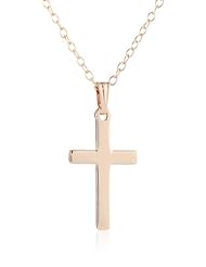 10k Gold Solid Polished Cross Pendant Necklace, 18"