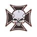 Skull on Iron Cross - Embroidered Iron On or Sew On Patch