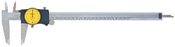 Mitutoyo 505-673 Dial Caliper, 2mm Per Rev., Yellow Face, 0-300mm Range, +/-0.04mm Accuracy, 0.02mm Graduation
