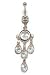 Stainless Steel Belly Ring with Clear CZ - Dangle