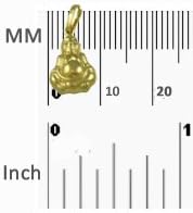 14K Solid Gold Charm Pendant Buddha 3-D 9 x 12 mm