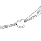 14K White Gold 8 Strand Rolo With Heart Chain - 16.00 inches