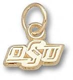 Oklahoma State Cowboys Solid 10K Gold ''oSu'' 3/16'' Pendant