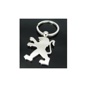 Chrome 3D car logo keyring / keychain for PEUGEOT