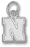 Nebraska Cornhuskers Solid Sterling Silver Block ''N'' 3/8'' Pendant
