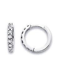 14k White Gold Small Diamond Hoop Huggie Earrings .23ct (G-H Color, I1 Clarity)