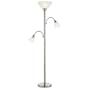 Brushed Steel Gooseneck Torchiere Floor Lamp
