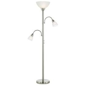 Brushed Steel Gooseneck Torchiere Floor Lamp